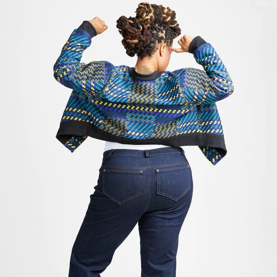Cashmerette Ames Jeans sewing pattern – 5-pocket denim jeans with high-rise waist and skinny or straight leg options.