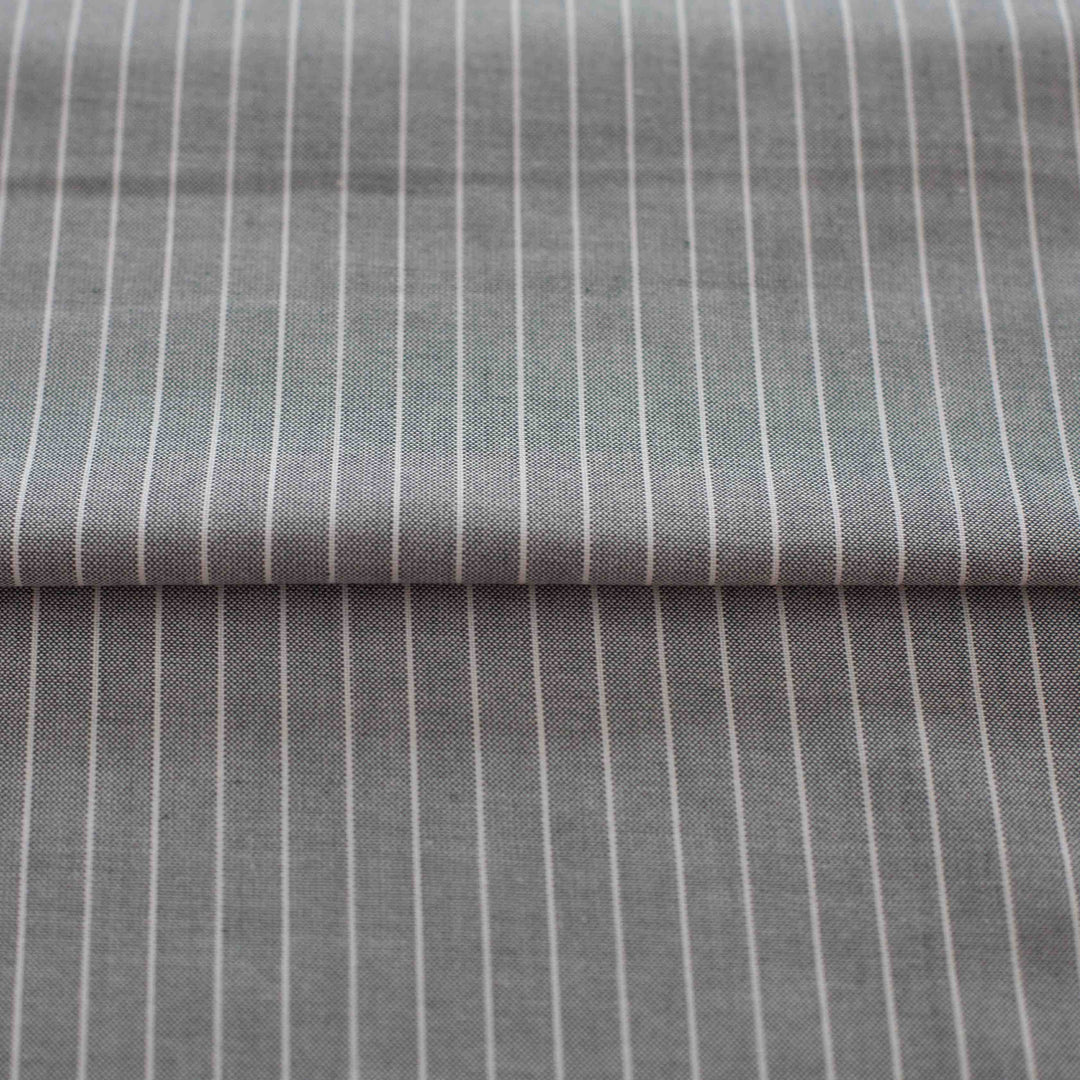 Chambray Shirting - Milano - Pewter Stripe