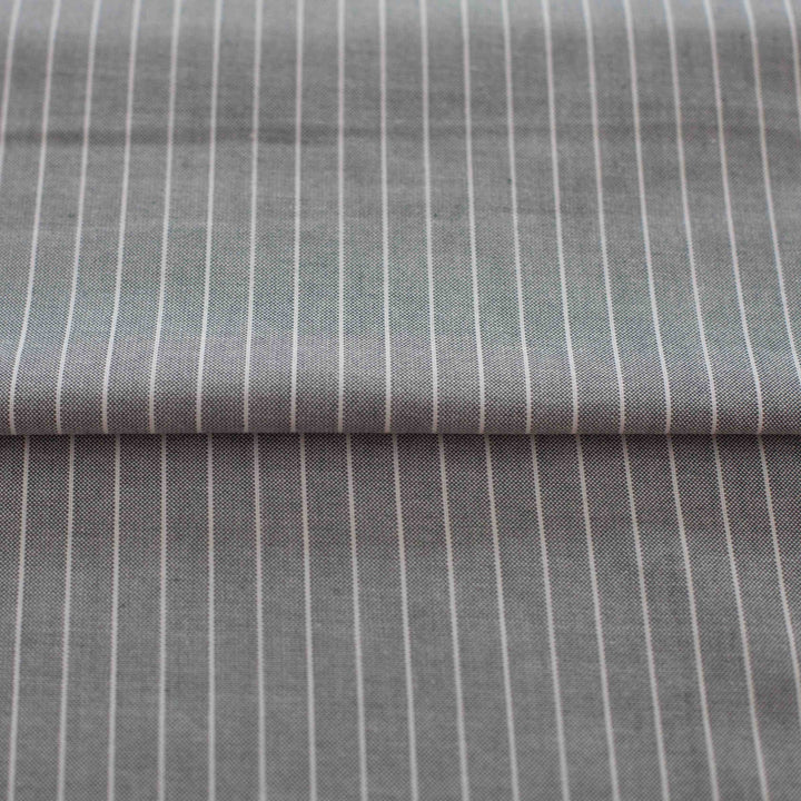 Chambray Shirting - Milano - Pewter Stripe