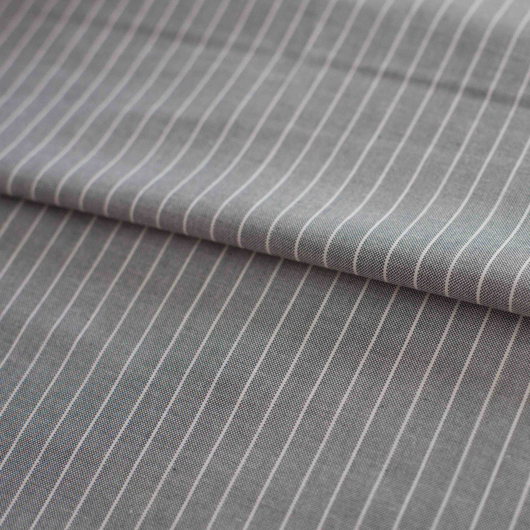 Chambray Shirting - Milano - Pewter Stripe