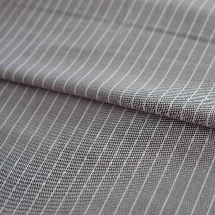 Chambray Shirting - Milano - Pewter Stripe