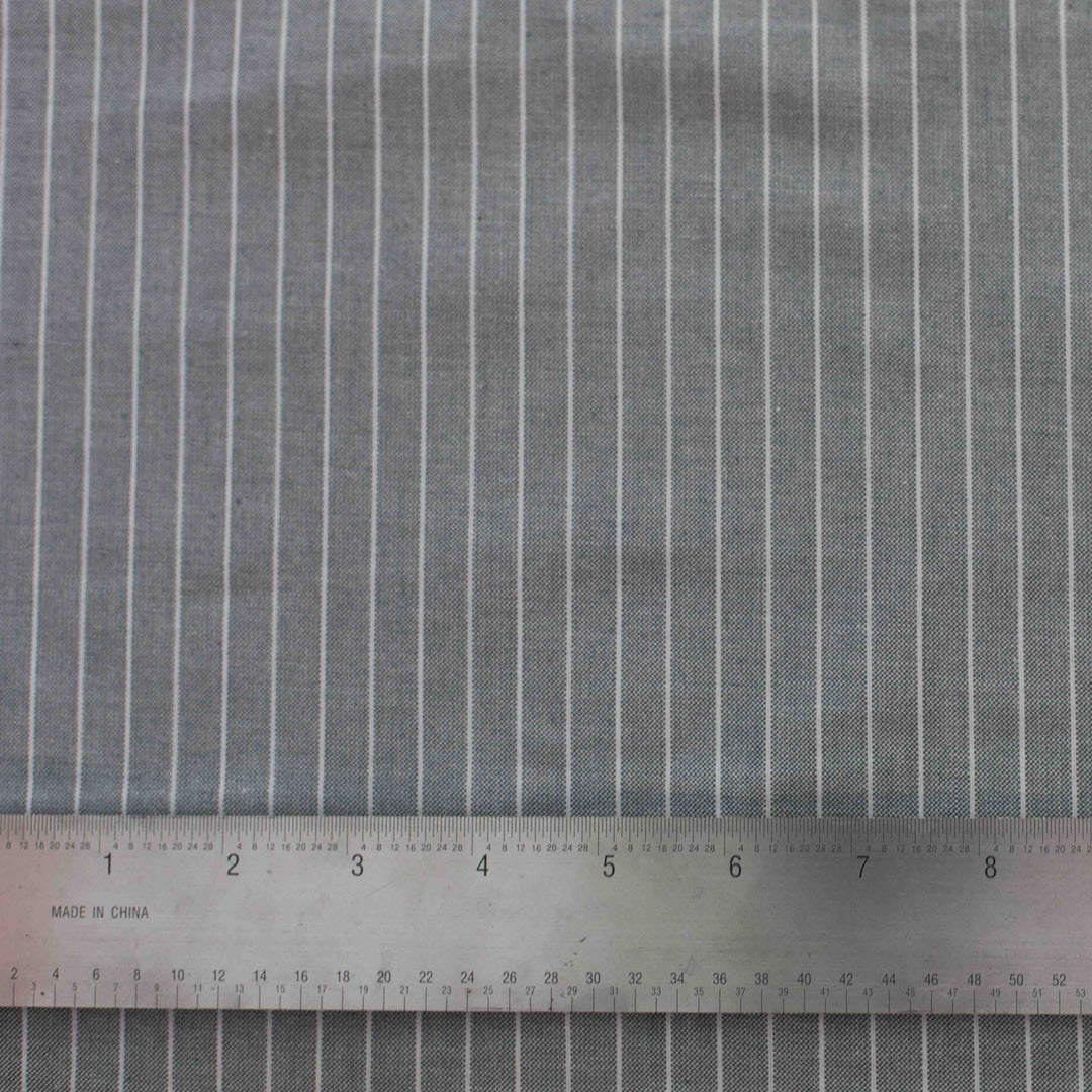 Chambray Shirting - Milano - Pewter Stripe