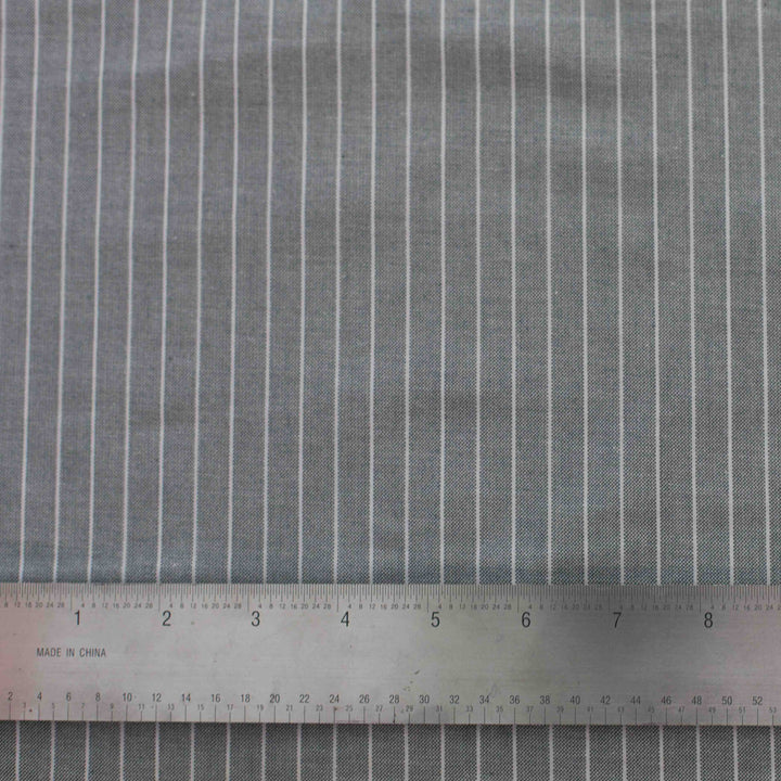 Chambray Shirting - Milano - Pewter Stripe
