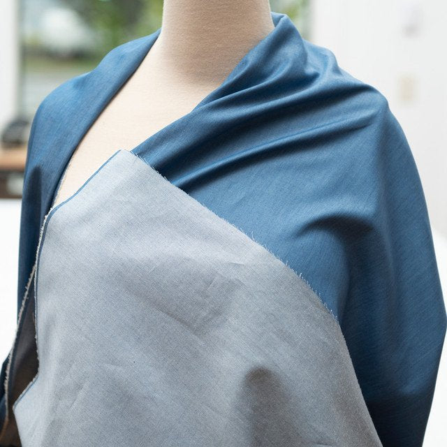 Indigo Chambray Shirting Fabric - 100% Cotton 54-Inch Wide Deadstock Material for Shirts and Dresses