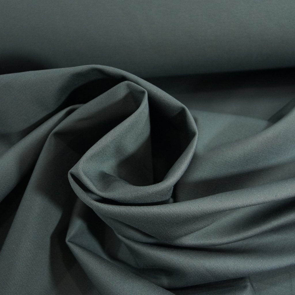 Chino Twill Stretch Charcoal – 97% cotton, 3% Lycra, 8 oz medium-weight stretch fabric, 53/54 inches wide for sewing skirts, trousers, and blazers