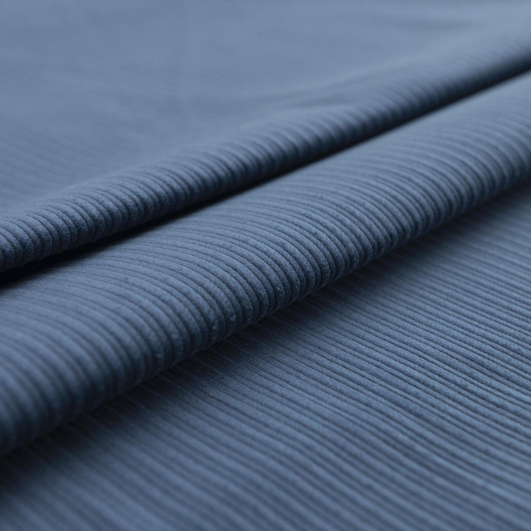 Denim Blue Variegated Wale Cotton Corduroy Fabric - 10 oz 60-Inch Wide Italian Deadstock for Textured Garments