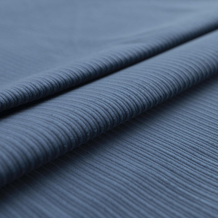Denim Blue Variegated Wale Cotton Corduroy Fabric - 10 oz 60-Inch Wide Italian Deadstock for Textured Garments
