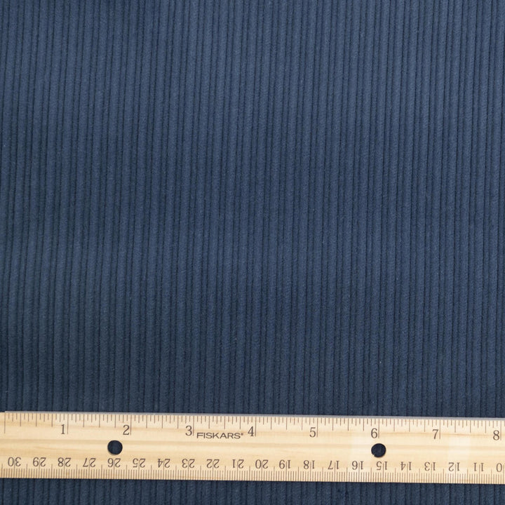 Denim Blue Variegated Wale Cotton Corduroy Fabric - 10 oz 60-Inch Wide Italian Deadstock for Textured Garments