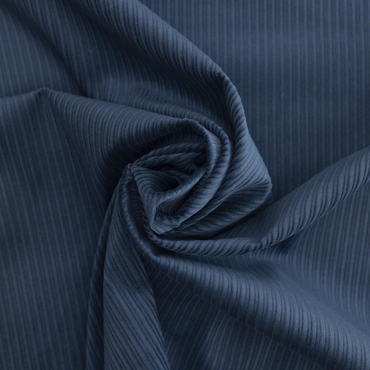 Denim Blue Variegated Wale Cotton Corduroy Fabric - 10 oz 60-Inch Wide Italian Deadstock for Textured Garments
