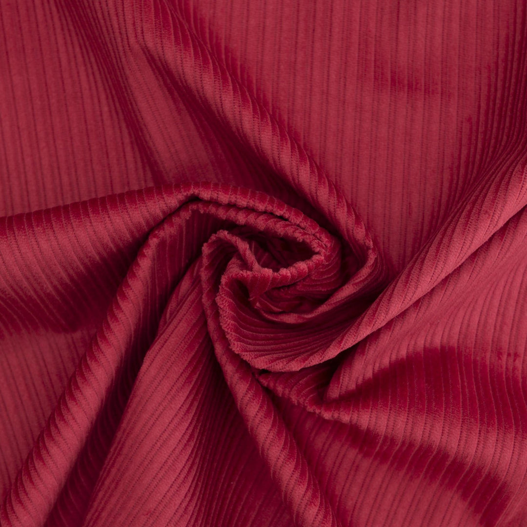 Garnet Red Variegated Wale Cotton Corduroy Fabric - 10 oz 60-Inch Wide Italian Deadstock for Fall/Winter Sewing
