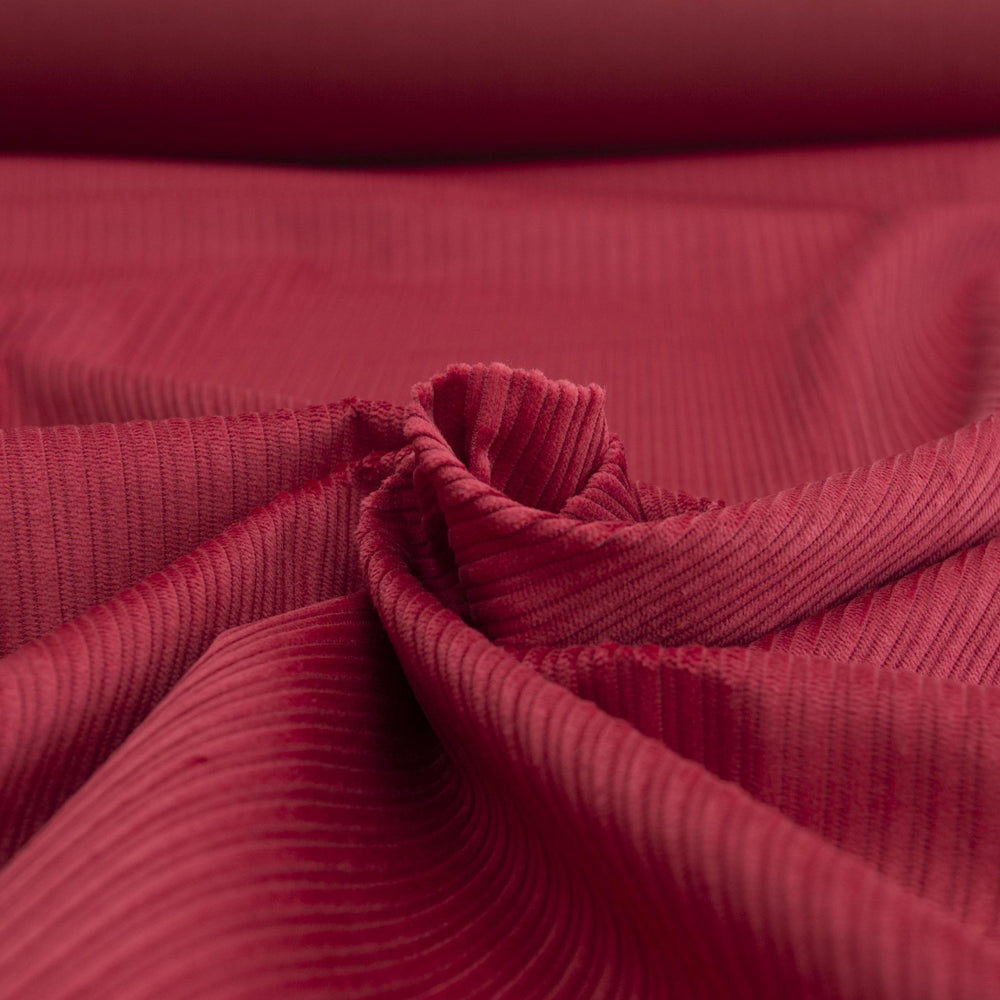 Garnet Red Variegated Wale Cotton Corduroy Fabric - 10 oz 60-Inch Wide Italian Deadstock for Fall/Winter Sewing