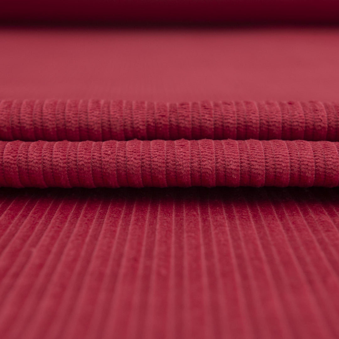 Garnet Red Variegated Wale Cotton Corduroy Fabric - 10 oz 60-Inch Wide Italian Deadstock for Fall/Winter Sewing