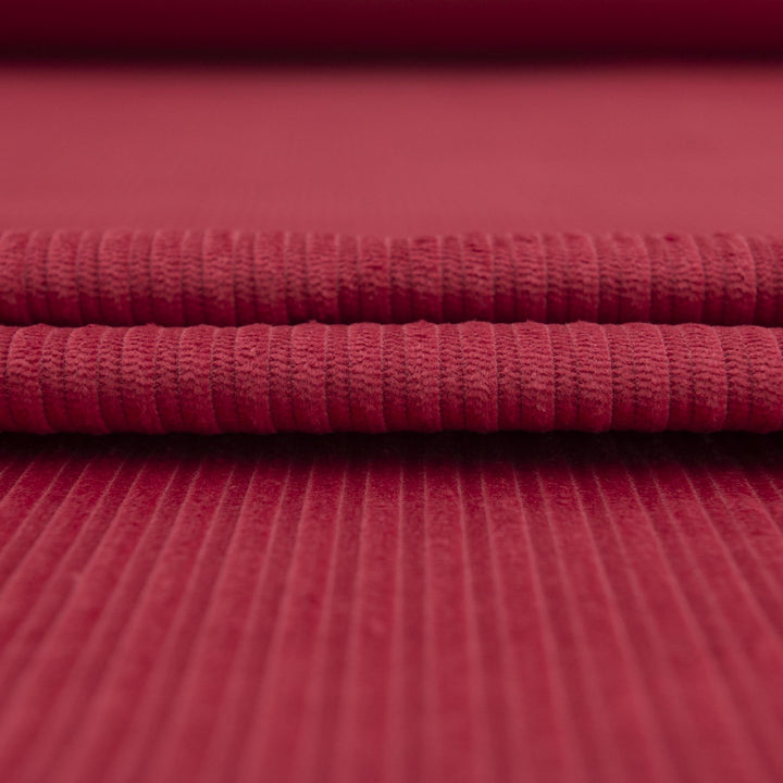 Garnet Red Variegated Wale Cotton Corduroy Fabric - 10 oz 60-Inch Wide Italian Deadstock for Fall/Winter Sewing