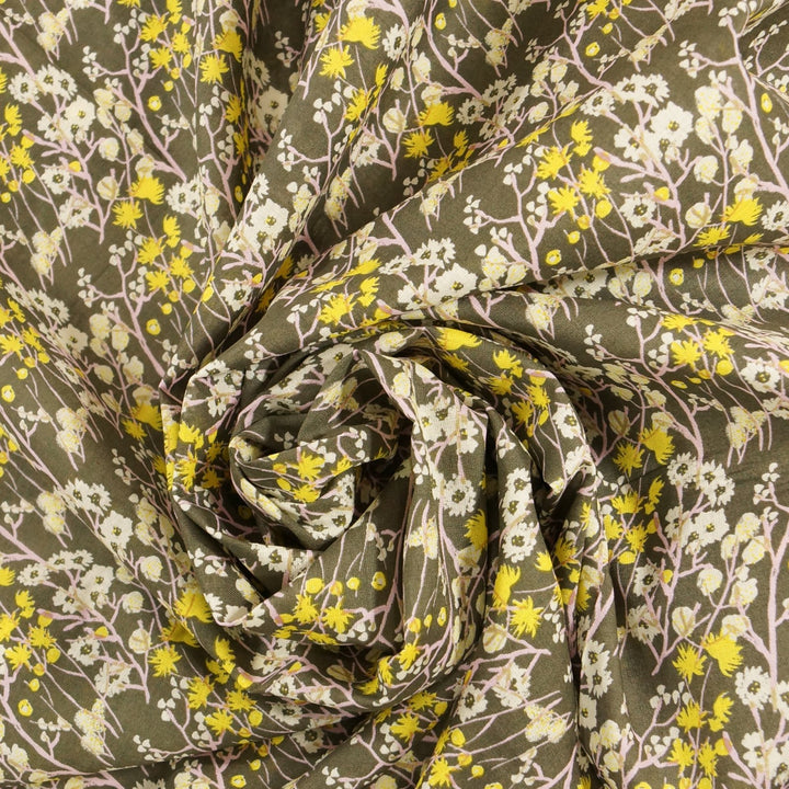 Japanese Cotton - "Imaginary Nature" - Olive-Gray
