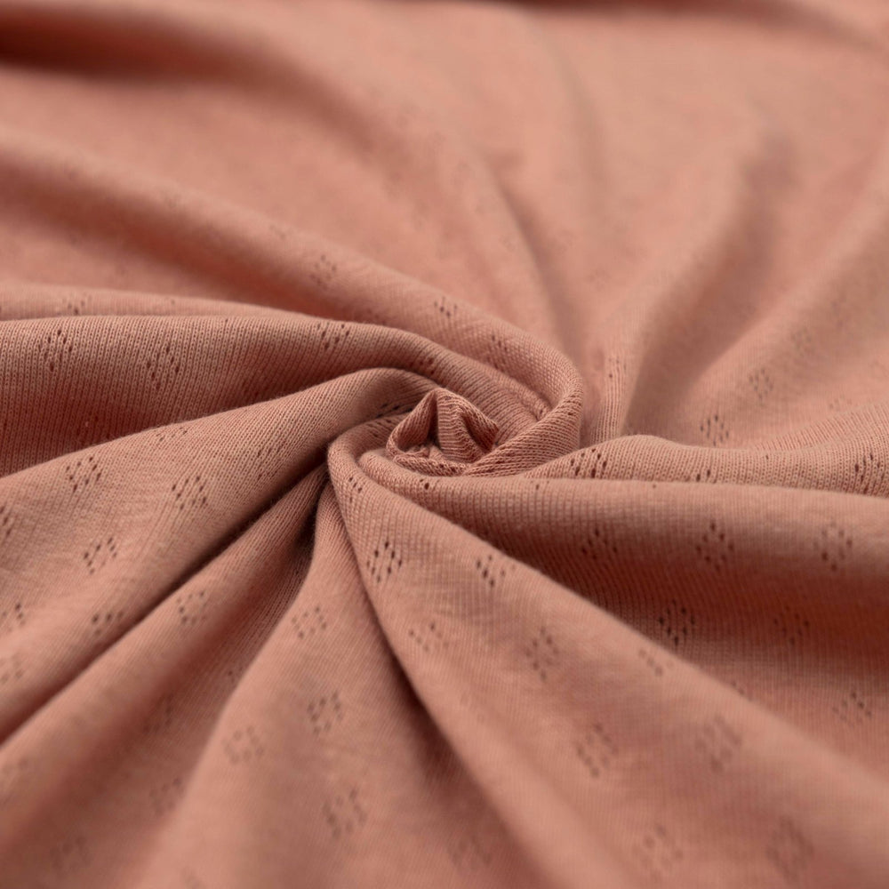 Cantaloupe Cotton Pointelle Knit Fabric - Lightweight Openwork Summer Material