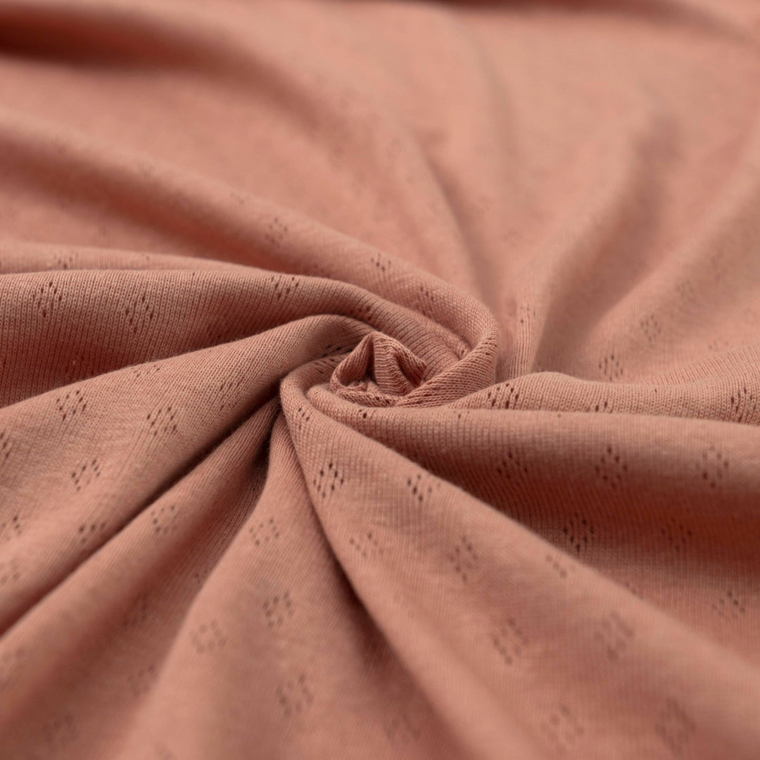 Cantaloupe Cotton Pointelle Knit Fabric - Lightweight Openwork Summer Material