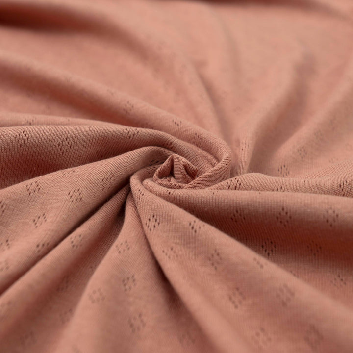 Cantaloupe Cotton Pointelle Knit Fabric - Lightweight Openwork Summer Material