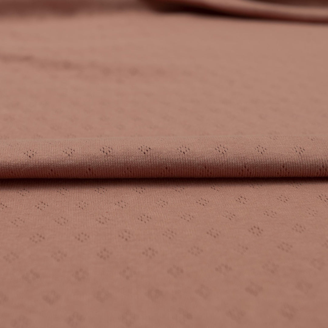 Cantaloupe Cotton Pointelle Knit Fabric - Lightweight Openwork Summer Material