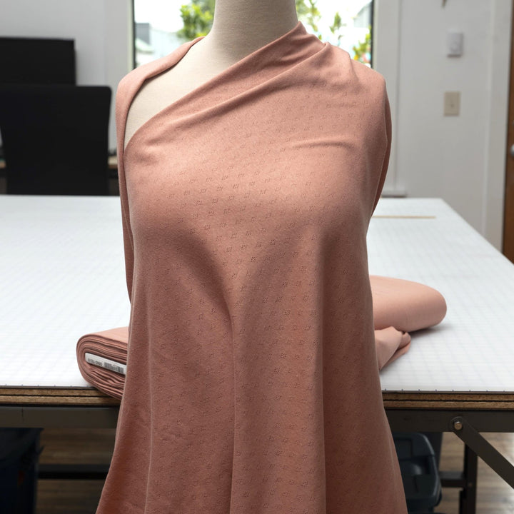 Cantaloupe Cotton Pointelle Knit Fabric - Lightweight Openwork Summer Material