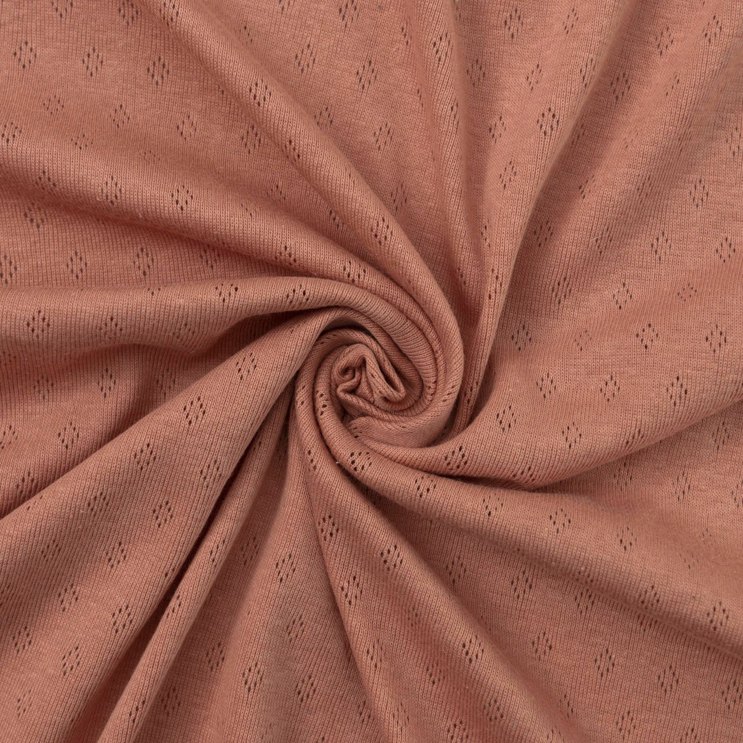 Cantaloupe Cotton Pointelle Knit Fabric - Lightweight Openwork Summer Material