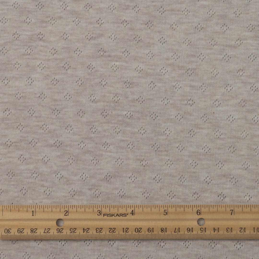 Sand Mélange Cotton Pointelle Knit - Lightweight Openwork Summer Fabric