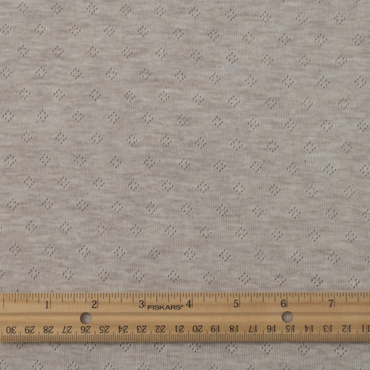 Sand Mélange Cotton Pointelle Knit - Lightweight Openwork Summer Fabric