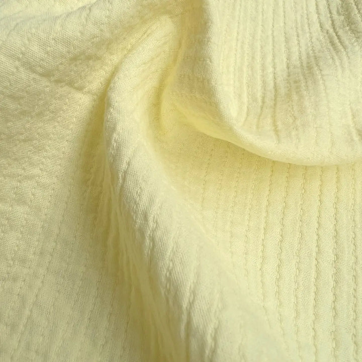 Cotton Double Layered Woven Stripes fabric in vibrant lemon yellow, perfect for shirts and loungewear.