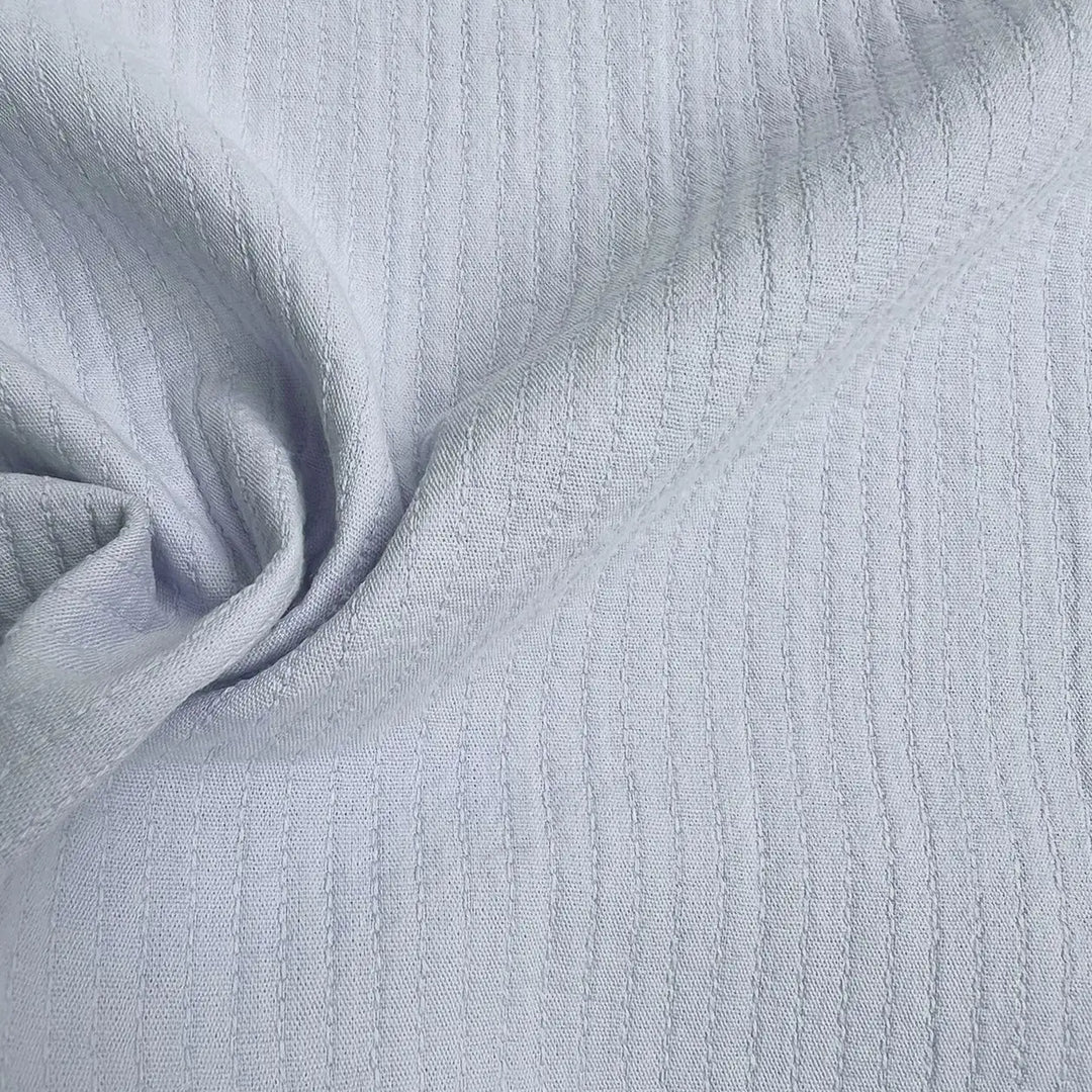Cotton Double Layered Woven Stripes - Sky fabric, 53-inch width, 100% cotton textile from Spain in blue stripes for shirts, blouses, and loungewear