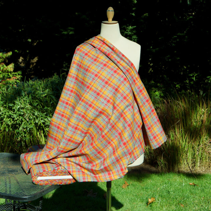 Robert Kaufman Mammoth flannel crimson color on dress form