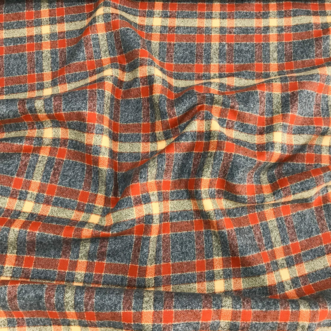 Robert Kaufman Mammoth flannel rust plaid on mannequin