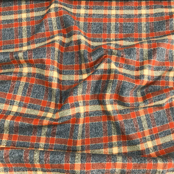 Robert Kaufman Mammoth flannel rust plaid on mannequin