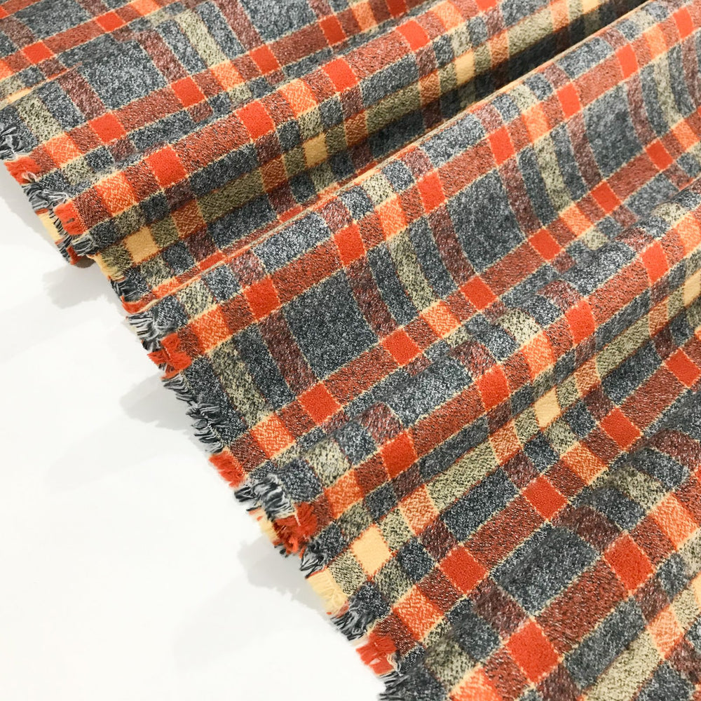Robert Kaufman Mammoth flannel rust plaid on mannequin