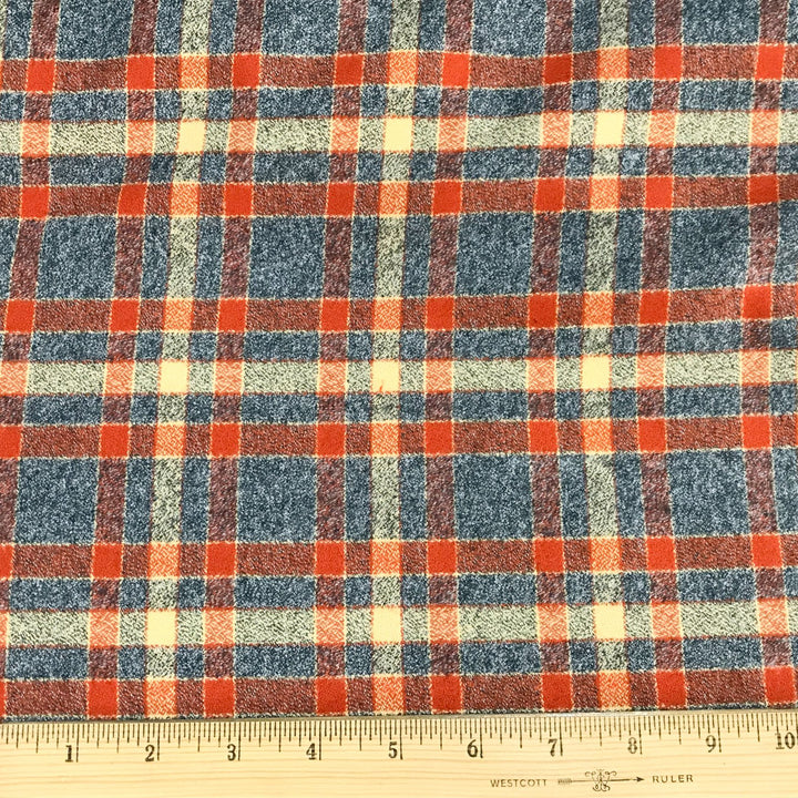 Robert Kaufman Mammoth flannel rust plaid on mannequin
