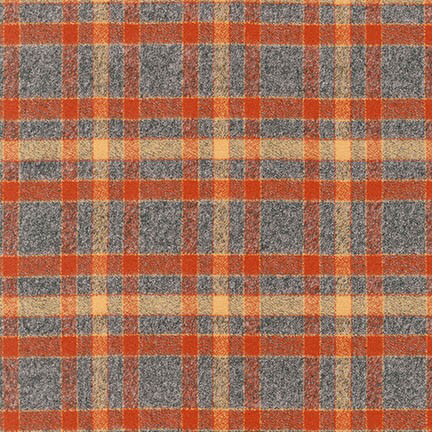 Robert Kaufman Mammoth flannel rust plaid on mannequin