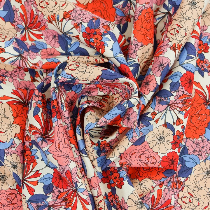 Italian cotton poplin fabric with bright floral print – sustainable sewing material