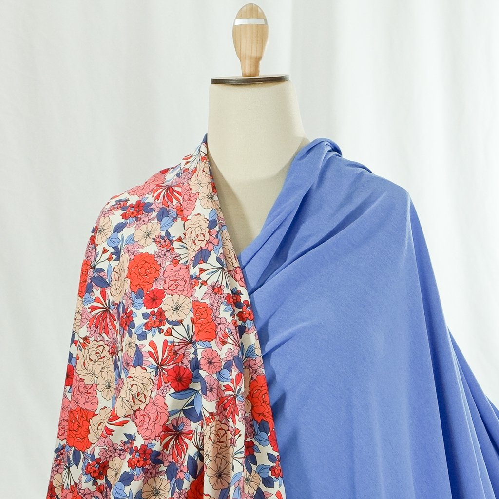 Italian cotton poplin fabric with bright floral print – sustainable sewing material