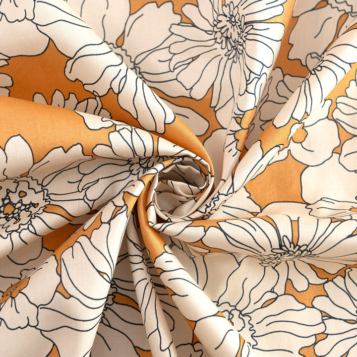 Cotton Poplin - "Italian Butterscotch Floral"