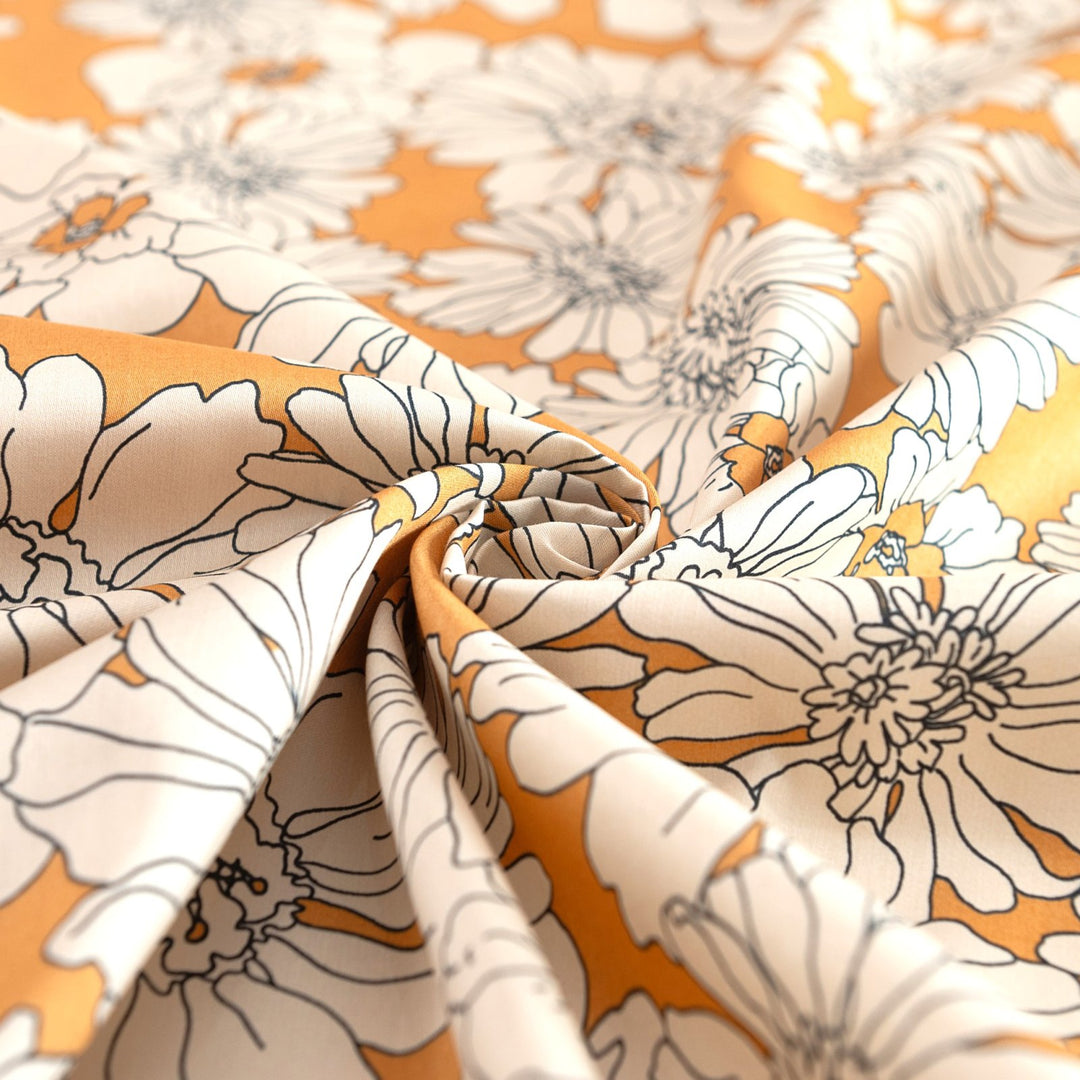 Cotton Poplin - "Italian Butterscotch Floral"