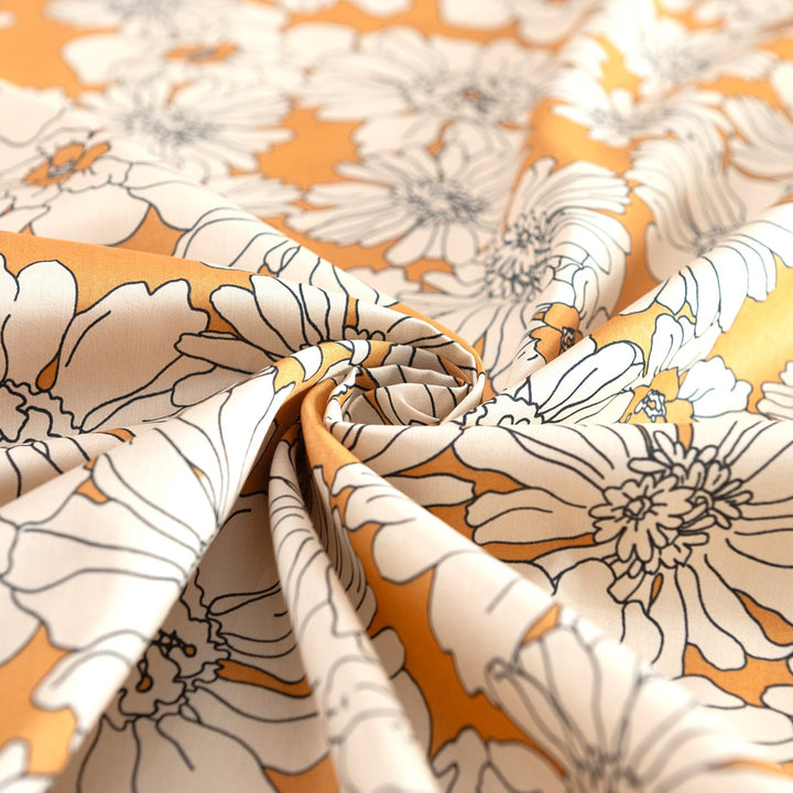 Cotton Poplin - "Italian Butterscotch Floral"