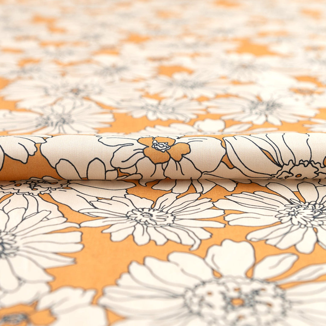 Cotton Poplin - "Italian Butterscotch Floral"
