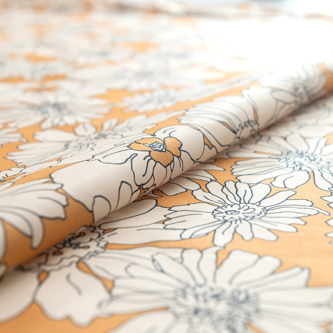 Cotton Poplin - "Italian Butterscotch Floral"