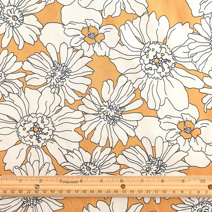 Cotton Poplin - "Italian Butterscotch Floral"
