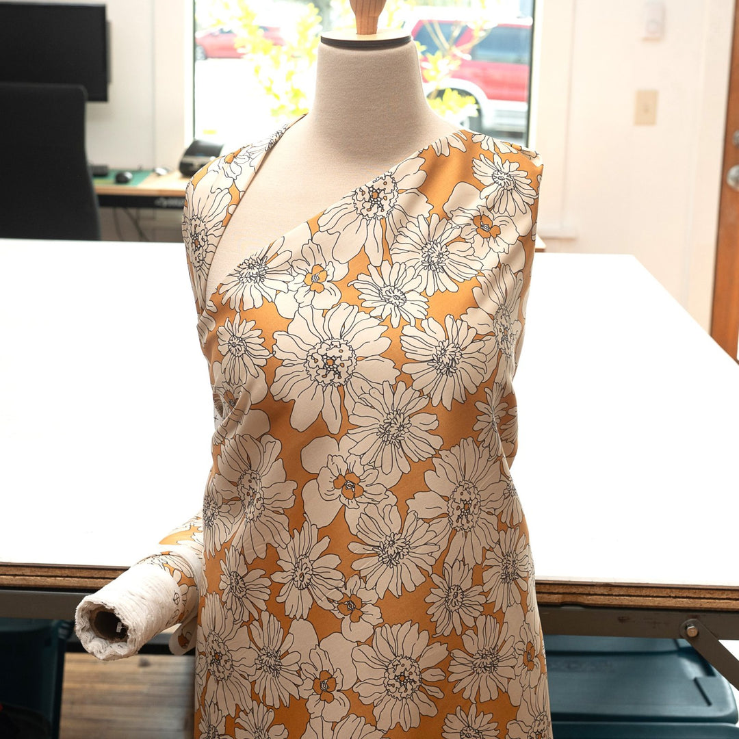 Cotton Poplin - "Italian Butterscotch Floral"