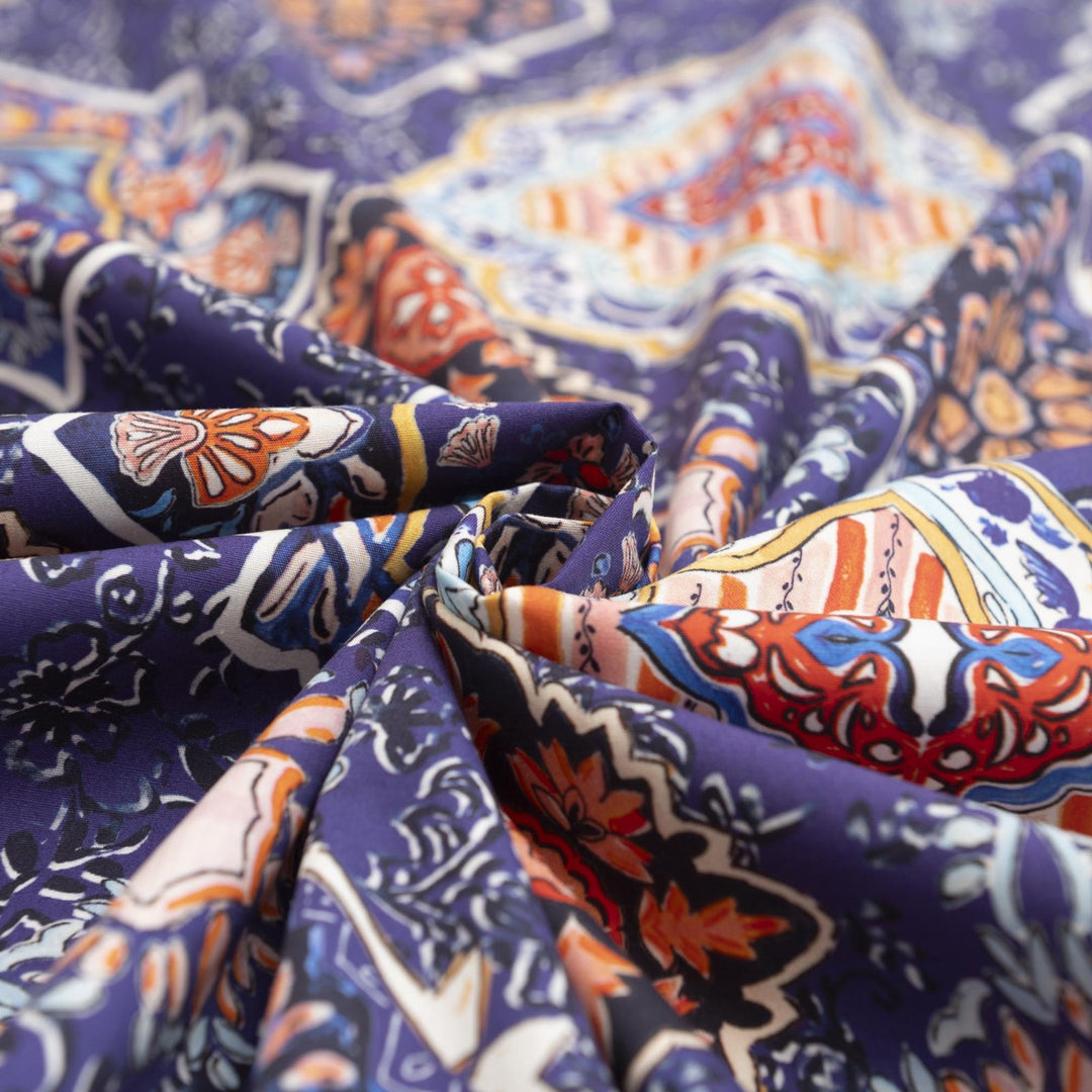 Cotton Poplin - "Royal Purple Print"