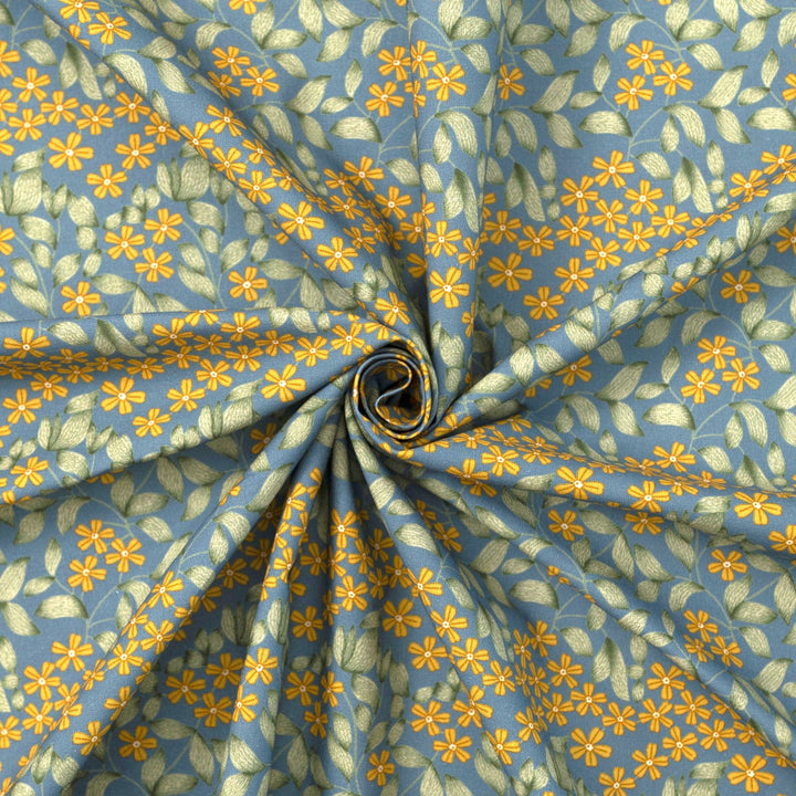 Cotton Poplin - "Spring Bloom in Blue"