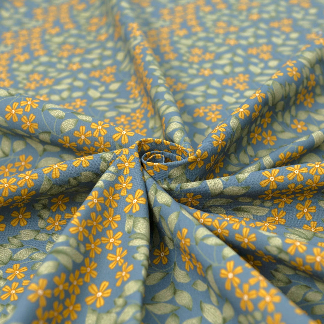 Cotton Poplin - "Spring Bloom in Blue"