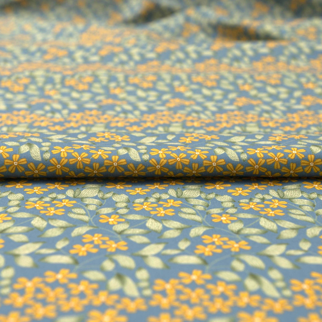 Cotton Poplin - "Spring Bloom in Blue"