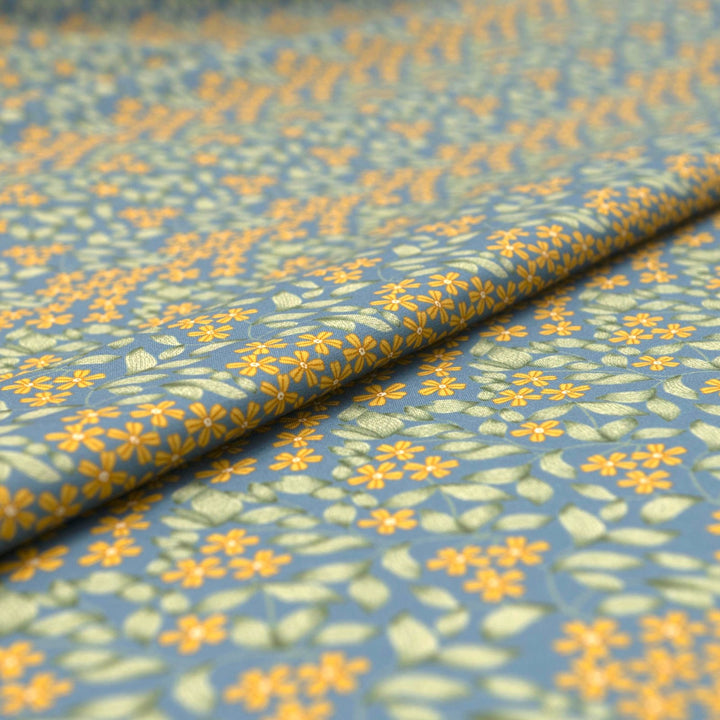Cotton Poplin - "Spring Bloom in Blue"