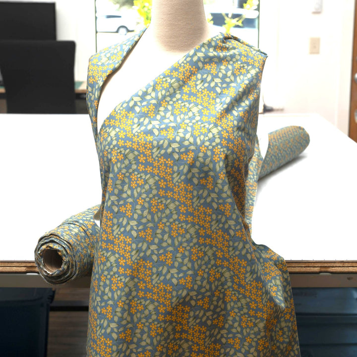 Cotton Poplin - "Spring Bloom in Blue"