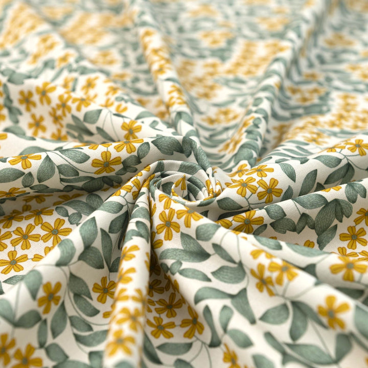 Cotton Poplin - "Spring Bloom in White"